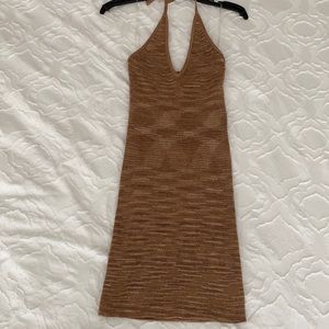 Brown knitted mini dress